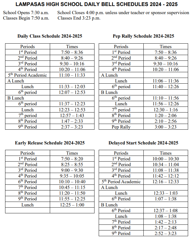 24-25 LHS Bell Schedule